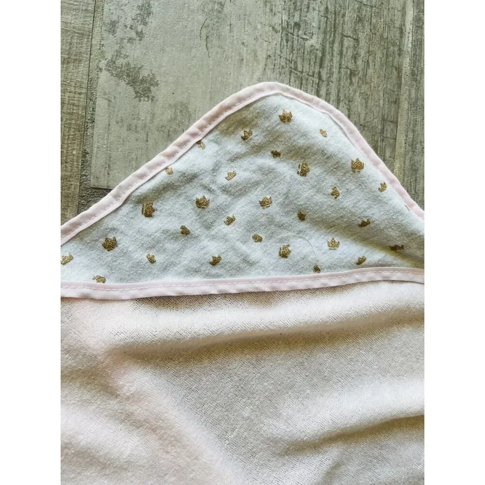 BABY KISS 3 Pack Hooded Lightweight Bath Towel Set Baby Girl White Pink Gold